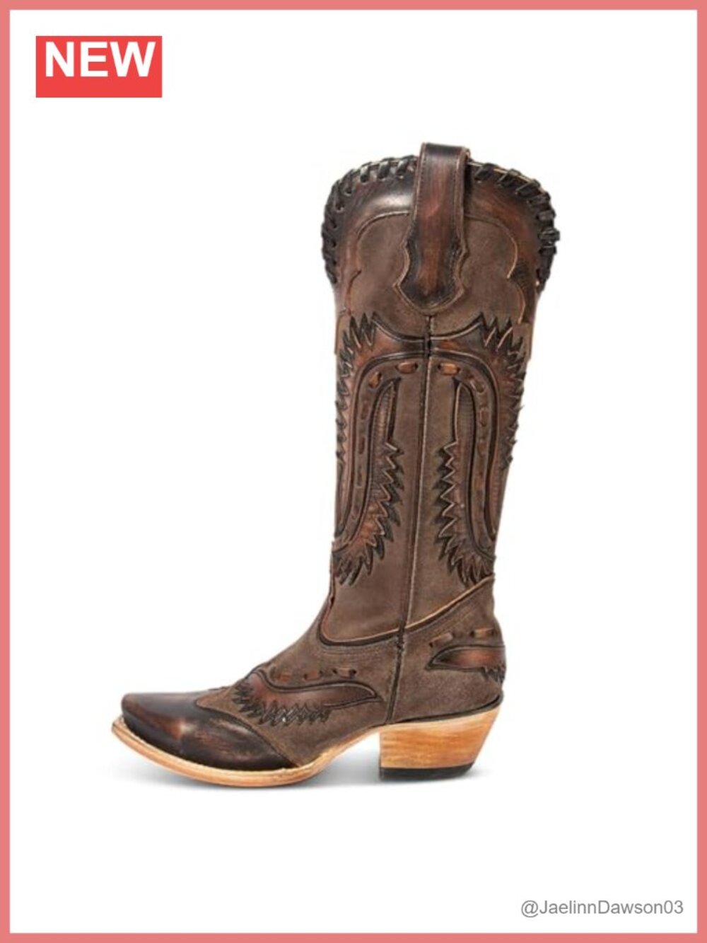 Embroidered Cowgirl Boots for Women Mid Calf Chunky Heel Snip Toe Western Side